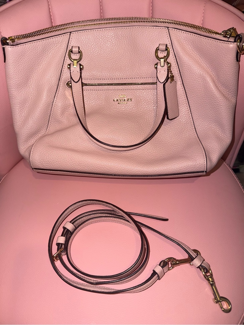 Coach Pebbled Leather Prairie Satchel in Blossom